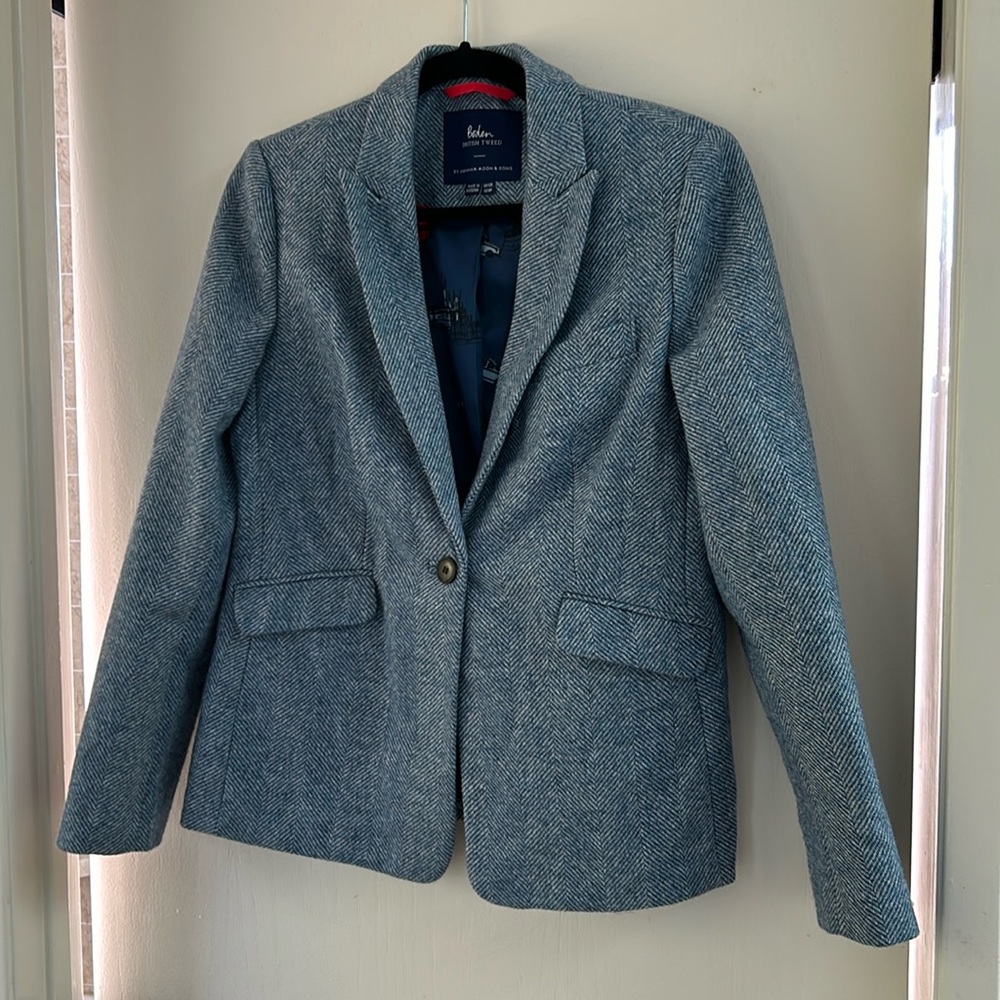 Boden Abraham Moon & Sons British Tweed Blazer in Blue Size US 8R